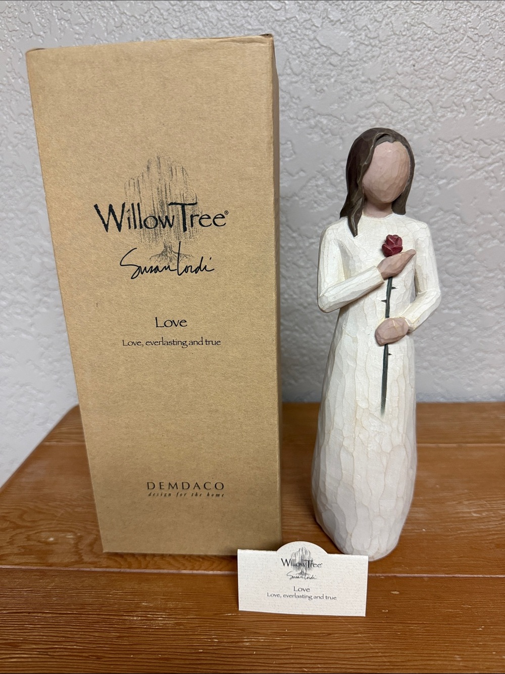 Willow Tree Love Figurine in Cream Dress with Red Rose